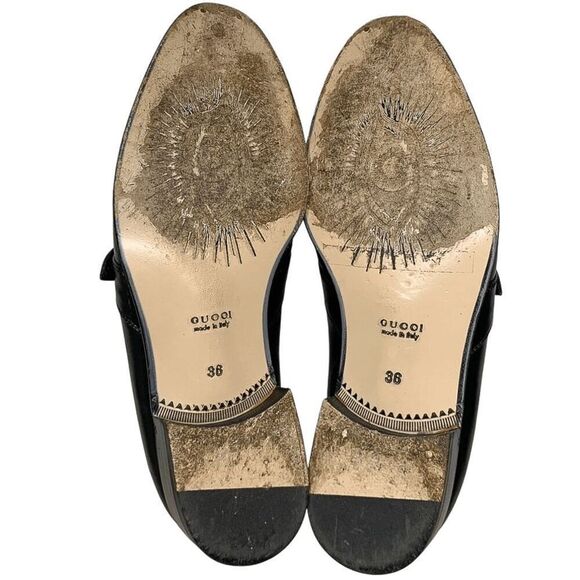 Gucci Interlocking G Logo Perforated Brogue Ankle Boots EU 36 US 6 Black Leather - Picture 9 of 11